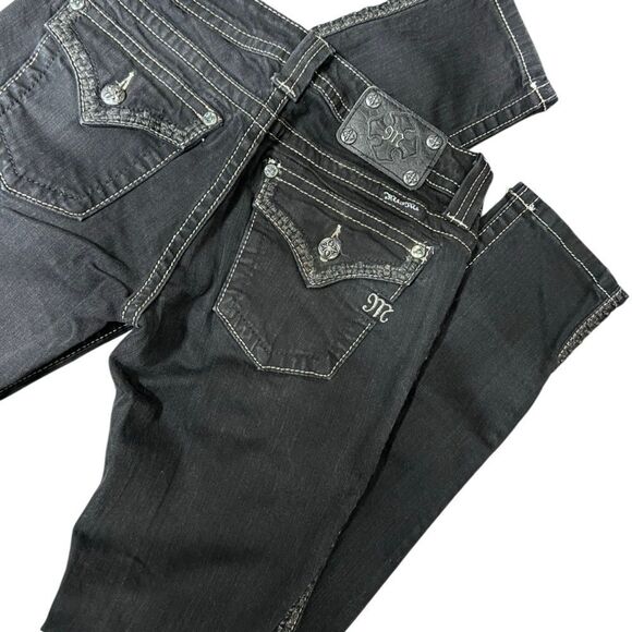 Miss Me Skinny Jeans Black Flap Pockets Size 28 - Picture 16 of 16
